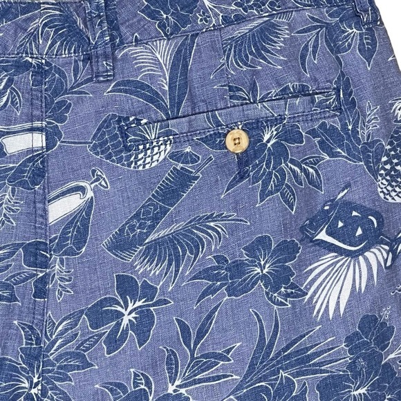Tommy Bahama Men’s Linen Blue & White Tropical Print Golf Shorts Size 34 - Picture 8 of 14